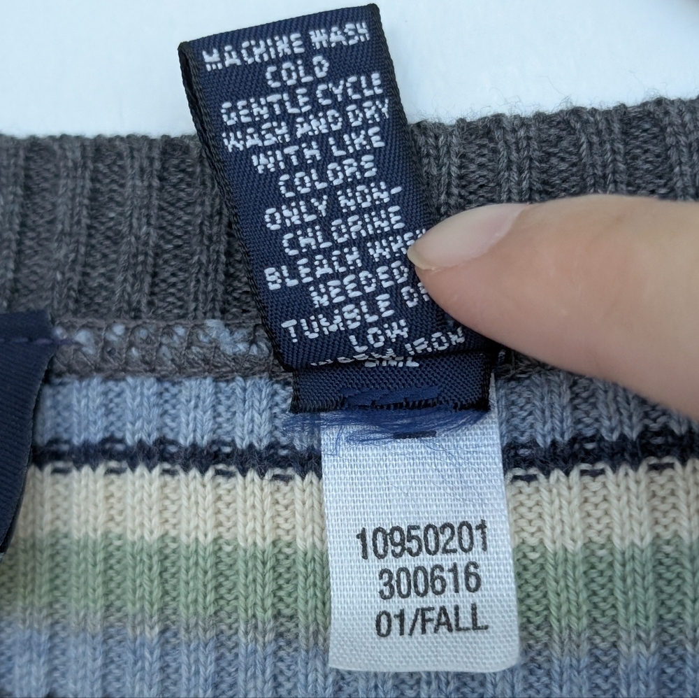 Authentic Y2K Vintage GAP Multicolor Striped Crewneck Sweater Sz L FA01 - Picture 7 of 16